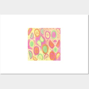 Pink Lemonade Watercolor Citrus Print Posters and Art